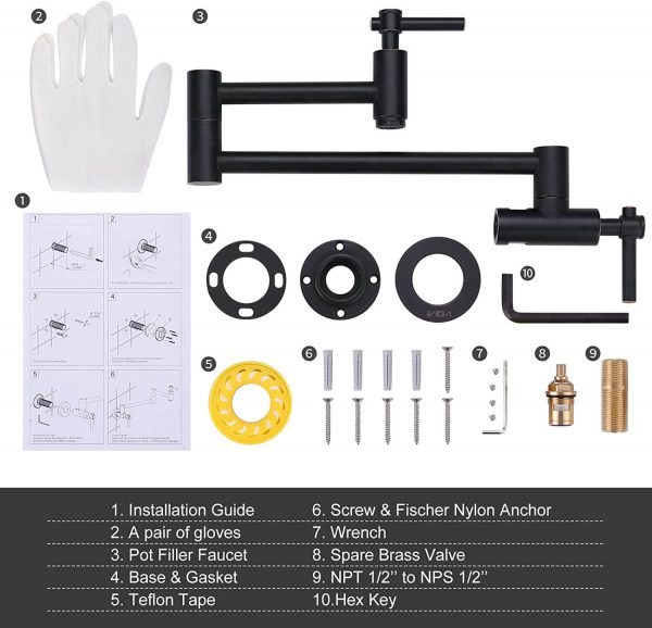 iviga wall mount oil rubbed bronze pot filler faucet