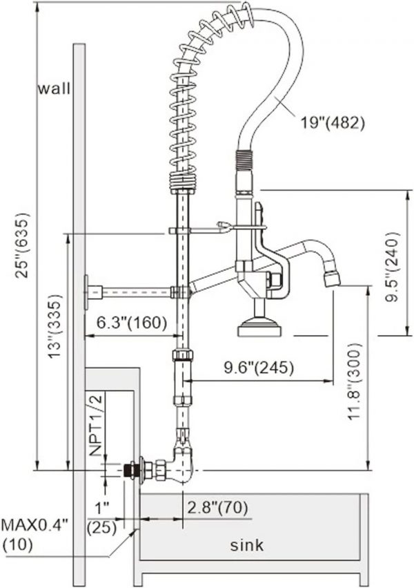 iviga commercial kitchen faucet wall mount