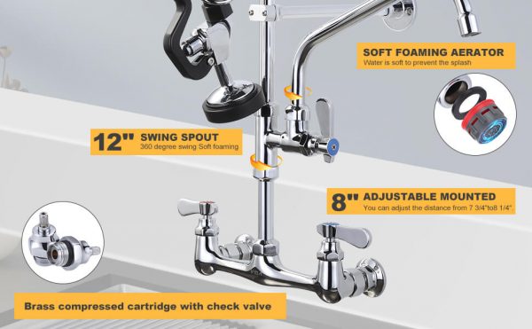 iviga commercial kitchen faucet wall mount