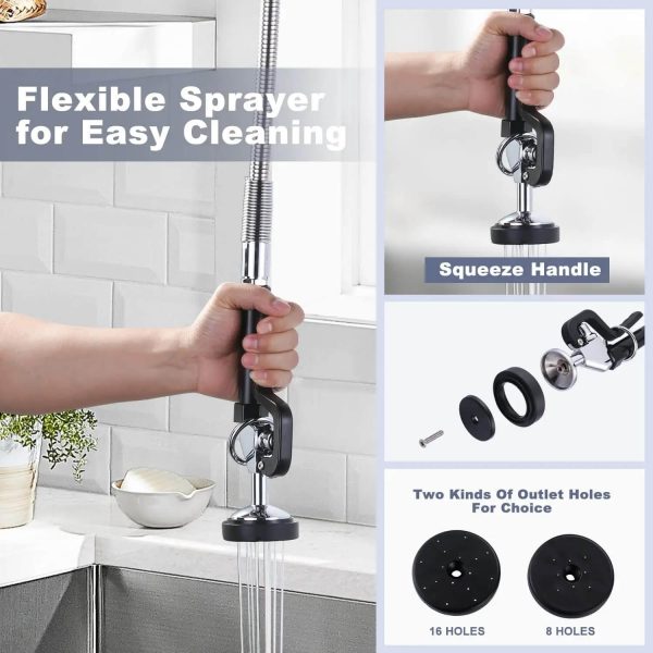 iviga 36 commercial kitchen faucet wall mount with pre rinse sprayer and 10 swing spout