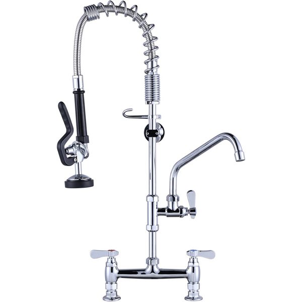 iviga commercial deck mount kitchen faucet with pre-rinse sprayer 26 height