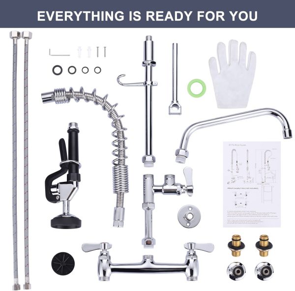 iviga commercial deck mount kitchen faucet with pre rinse sprayer 26 height