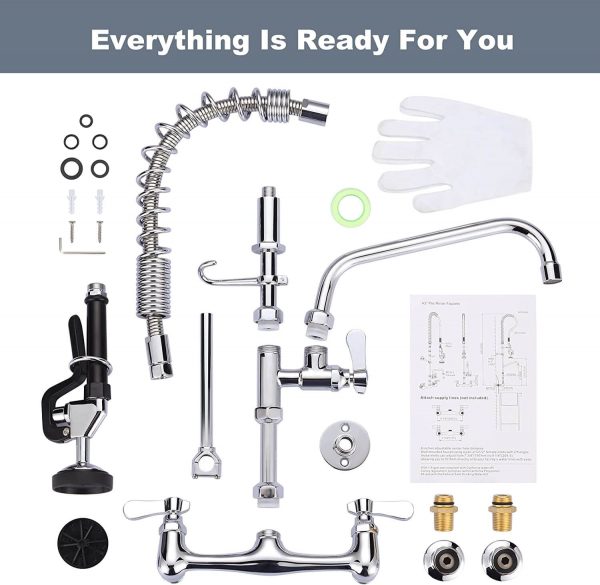 iviga commercial kitchen faucet wall mount
