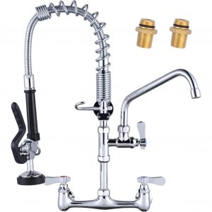 iVIGA 21″ Commercial Kitchen Faucet Wall Mount with Pre-Rinse Sprayer and 10″ Swing Spout