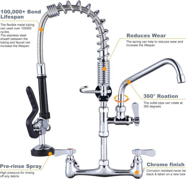 iviga commercial kitchen faucet wall mount