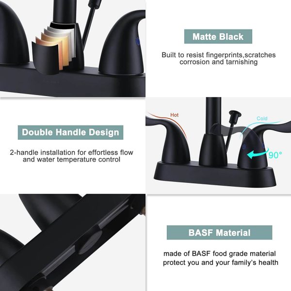 4 inch centerset bathroom sink faucet with drain assembly and supply hoses 9
