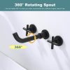iviga 2 handle matte black wall mount waterfall bathroom faucet 9