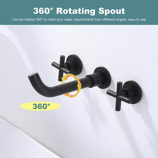 iviga 2 handle matte black wall mount waterfall bathroom faucet 9