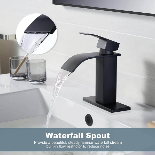 iviga black bathroom faucet waterfall spout faucet for bathroom sink single handle mixer tap 4
