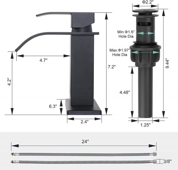 iviga black bathroom faucet waterfall spout faucet for bathroom sink single handle mixer tap 5