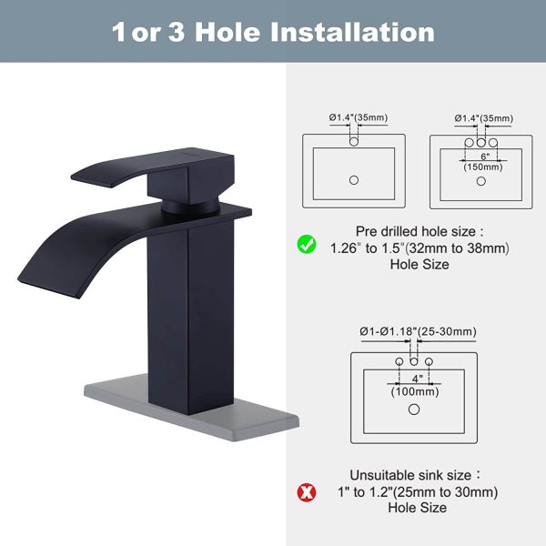 iviga black bathroom faucet waterfall spout faucet for bathroom sink single handle mixer tap 6