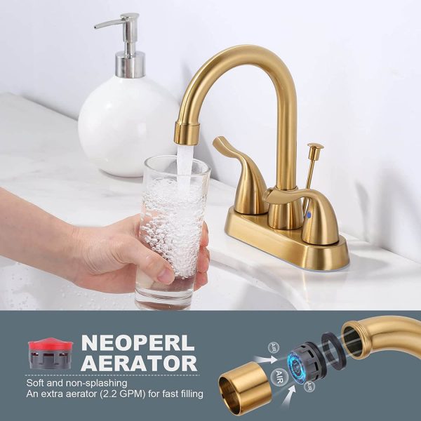 iviga brushed gold 4 inch centerset bathroom sink faucet 3 1