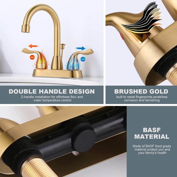 iviga brushed gold 4 inch centerset bathroom sink faucet 5 1
