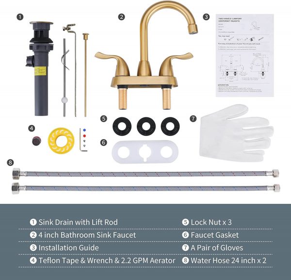 iviga brushed gold 4 inch centerset bathroom sink faucet 6 1