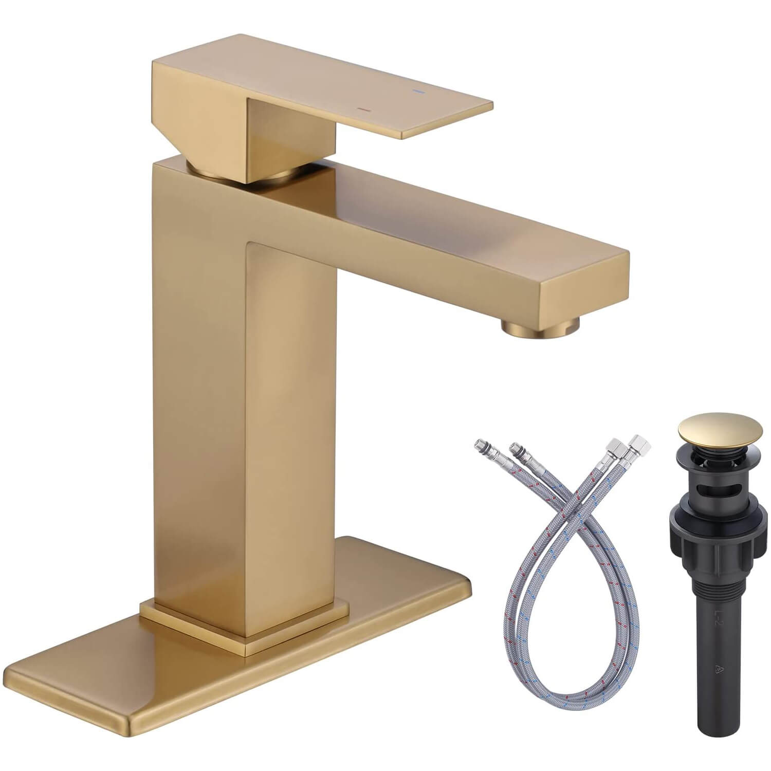 iVIGA Brushed Gold Modern Single Handle Bathroom Faucets for Sink 3 Hole 1 Hole