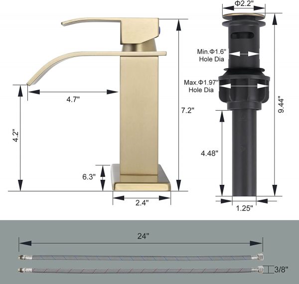 iviga brushed gold bathroom faucet waterfall spout faucet for bathroom sink 8