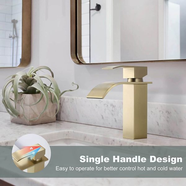iviga brushed gold bathroom faucet waterfall spout faucet for bathroom sink 9