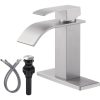 iviga brushed nickel bathroom faucet waterfall spout faucet for bathroom sink 1