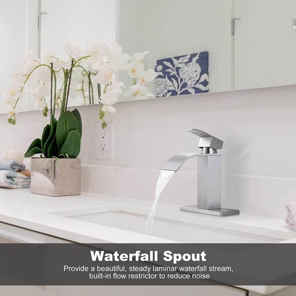 iviga brushed nickel bathroom faucet waterfall spout faucet for bathroom sink 8