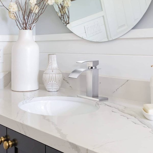 iviga brushed nickel bathroom faucet waterfall spout faucet for bathroom sink 9