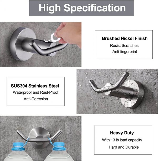 iviga brushed nickel heavy duty wall mounted towel hooks 5