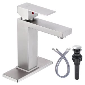 iVIGA Brushed Nickel Modern Single Handle Bathroom Faucets for Sink 3 Hole 1 Hole