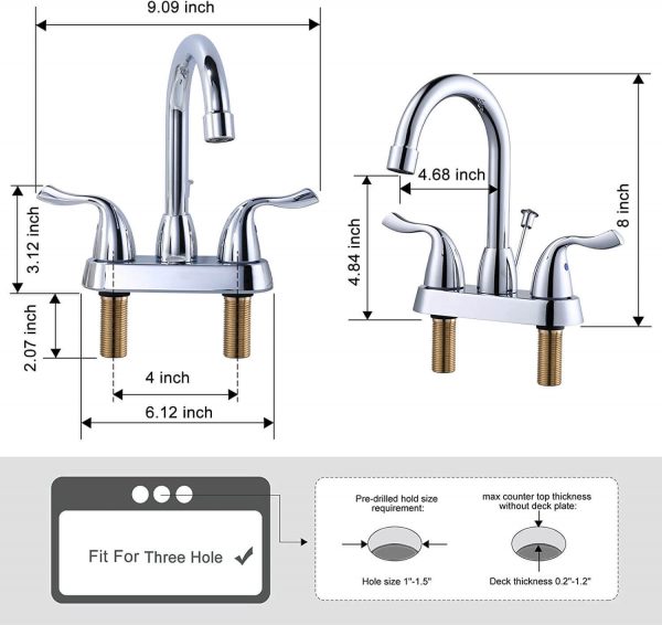 iviga chrome 4 inch centerset bathroom sink faucet with drain assembly and supply hoses 3