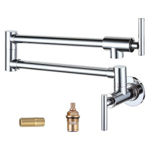 iVIGA Chrome Commercial Wall Mount Pot Filler Faucet Stretchable Double Joint Swing Arm