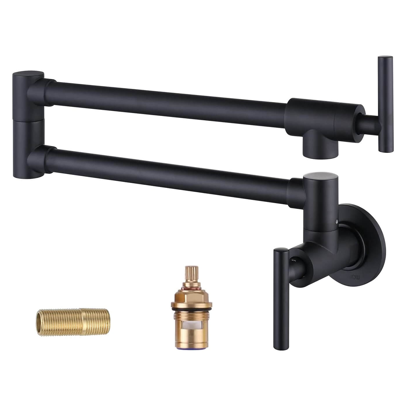 iVIGA Matte Black Commercial Wall Mount Pot Filler Faucet Stretchable Double Joint Swing Arm
