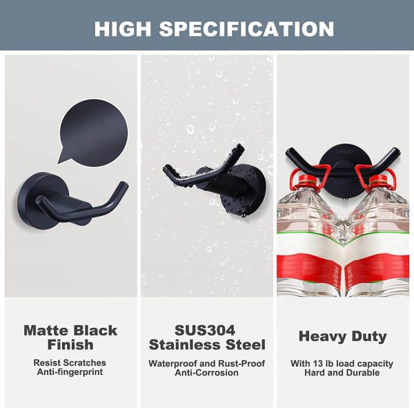iviga matte black heavy duty wall mounted towel hooks 4
