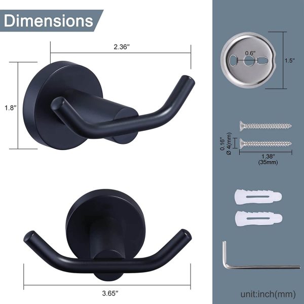 iviga matte black heavy duty wall mounted towel hooks 8