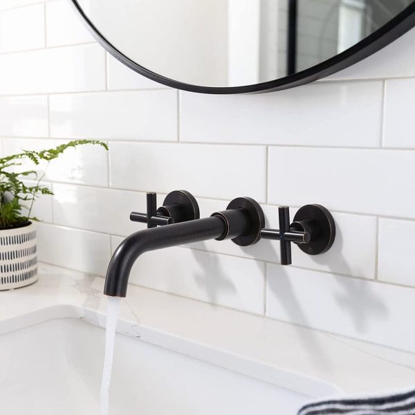 iviga oil rubbed bronze 2 handle wall mount waterfall bathroom faucet 2