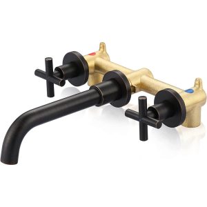 iVIGA Oil Rubbed Bronze 2 Handle Wall Mount Waterfall Bathroom Faucet and Rough-in Valve Included