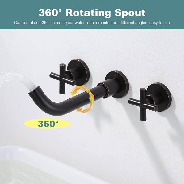 iviga oil rubbed bronze 2 handle wall mount waterfall bathroom faucet 6