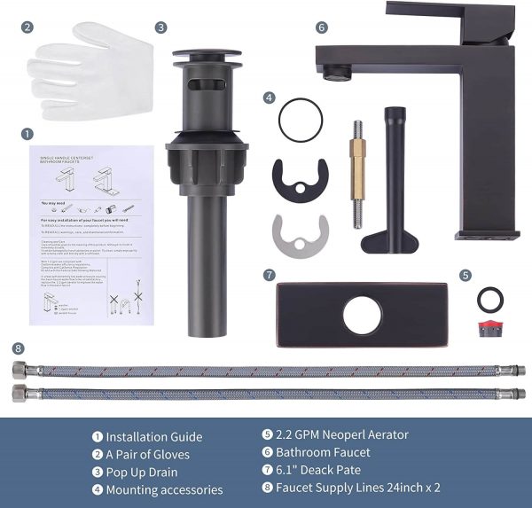 iviga oil rubbed bronze bathroom faucet single handle with deck plate and pop up drain 1