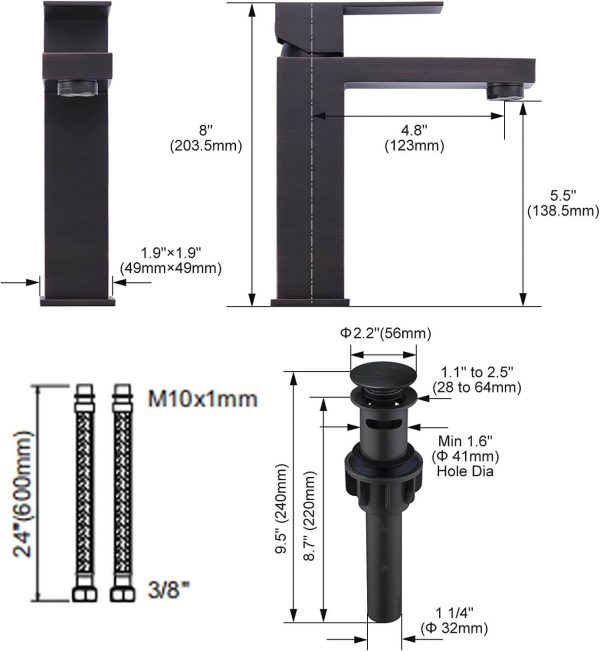 iviga oil rubbed bronze bathroom faucet single handle with deck plate and pop up drain 5