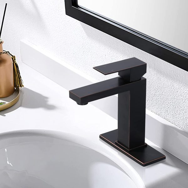 iviga oil rubbed bronze bathroom faucet single handle with deck plate and pop up drain 6