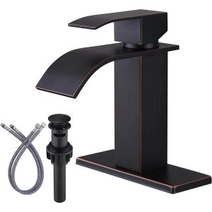 iVIGA Oil Rubbed Bronze Bathroom Faucet Waterfall Spout Faucet for Bathroom Sink
