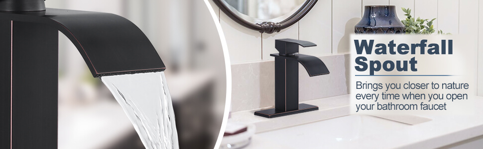 iVIGA Oil Rubbed Bronze Bathroom Faucet Waterfall Spout Faucet for Bathroom Sink - Bathroom Faucets - 3