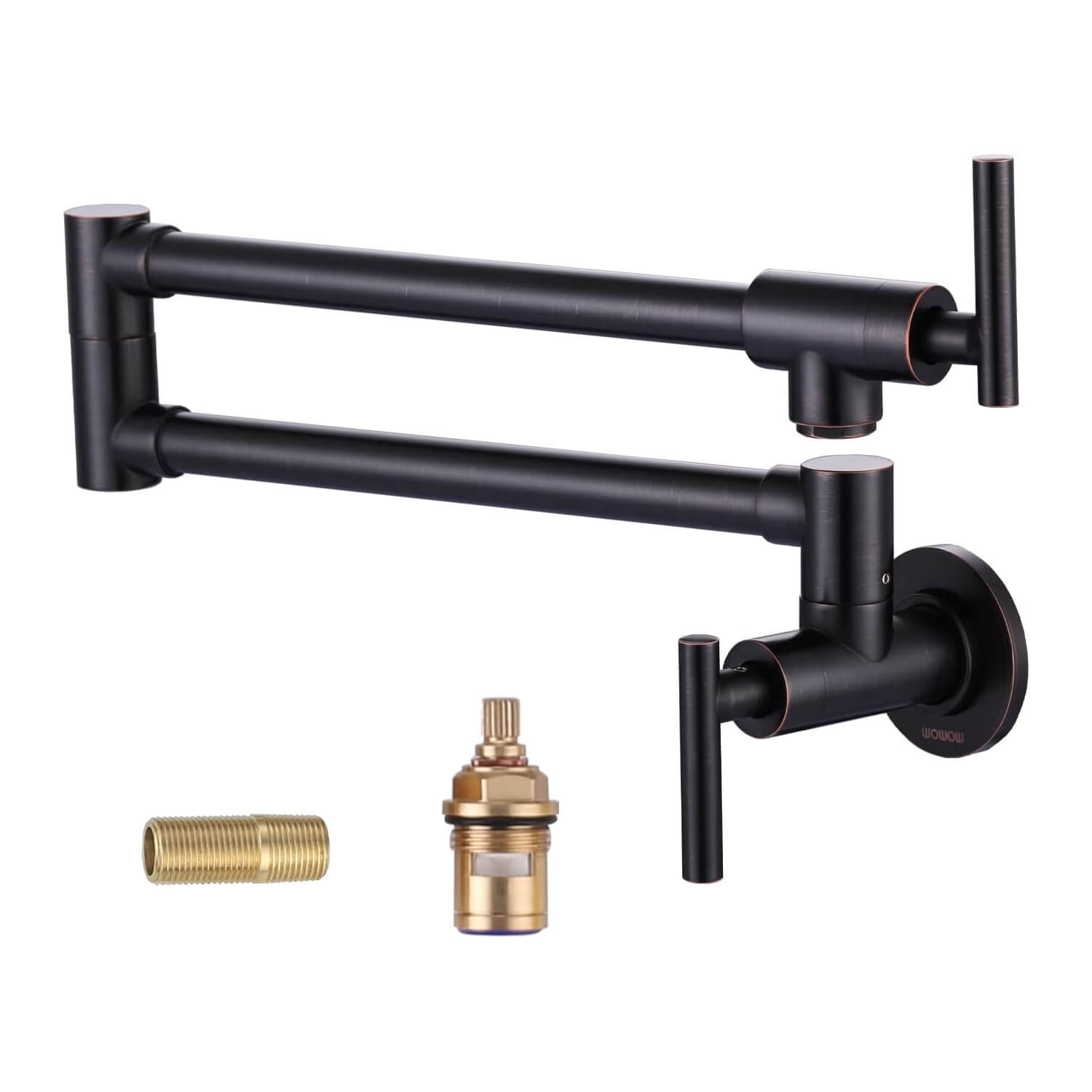 iVIGA Oil Rubbed Bronze Commercial Wall Mount Pot Filler Faucet Stretchable Double Joint Swing Arm