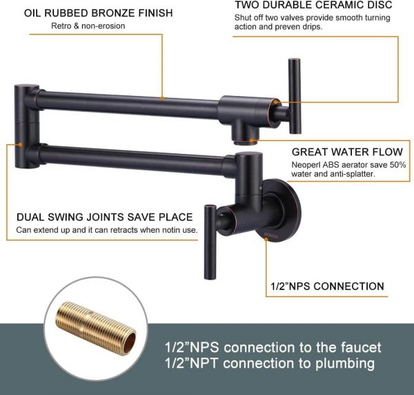 iviga oil rubbed bronze commercial wall mount pot filler faucet 2