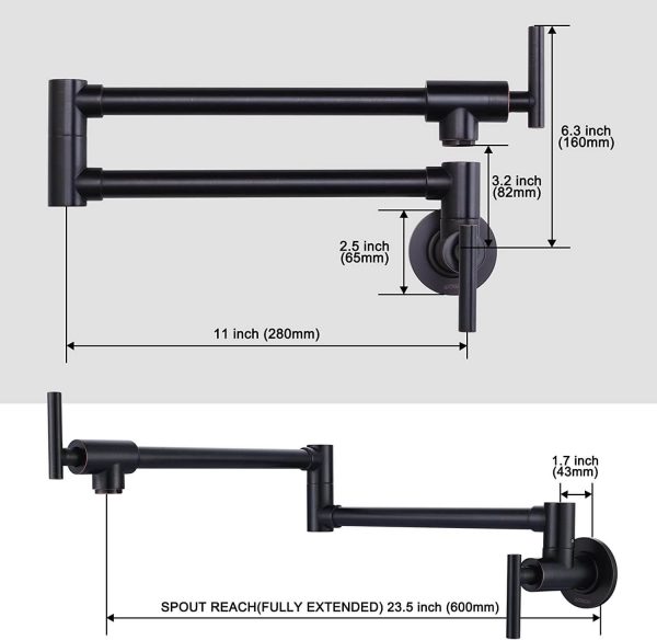 iviga oil rubbed bronze commercial wall mount pot filler faucet 3