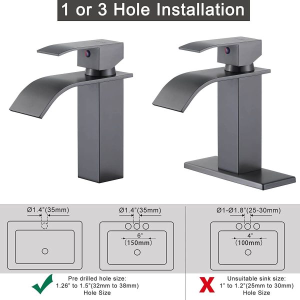 iviga waterfall bathroom faucet black stainless bathroom faucets for sink 2