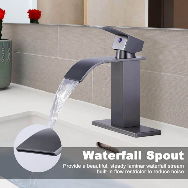 iviga waterfall bathroom faucet black stainless bathroom faucets for sink 3
