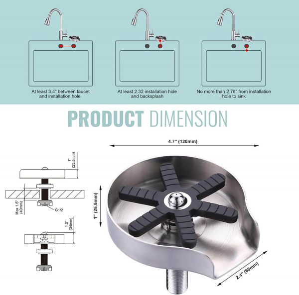 iviga brushed nickel glass rinser for kitchen sink 1