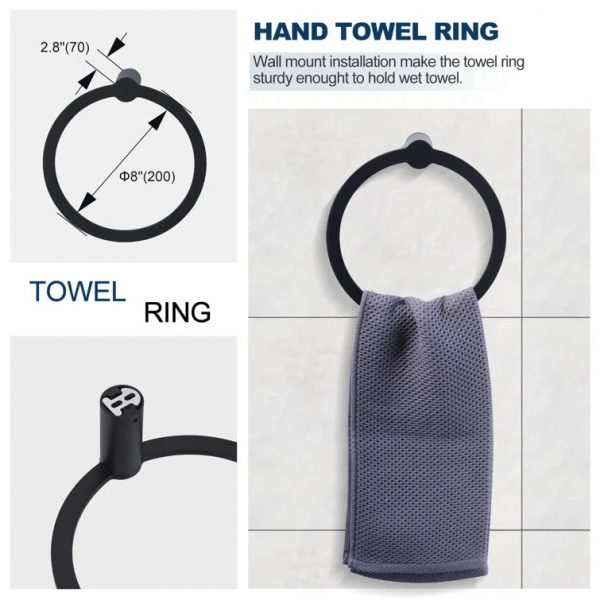 iviga matte black 4 piece bathroom hardware set
