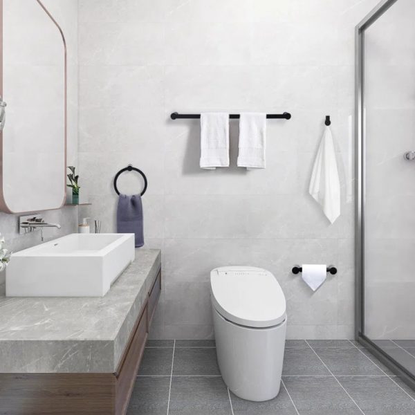 iviga matte black 4 piece bathroom hardware set