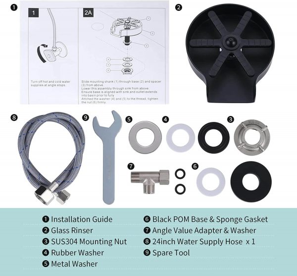 iviga matte black glass rinser for kitchen sink 3
