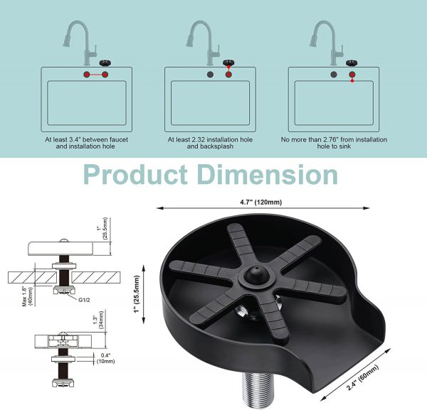 iviga matte black glass rinser for kitchen sink 7