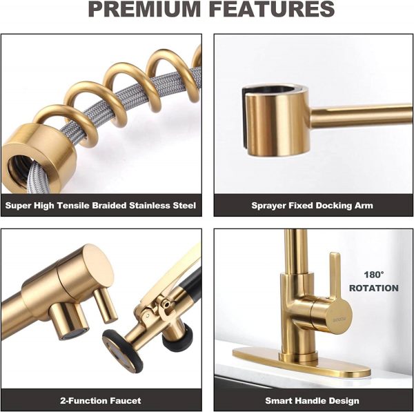iviga 2 function high arc pre rinse commercial pull down kitchen faucet
